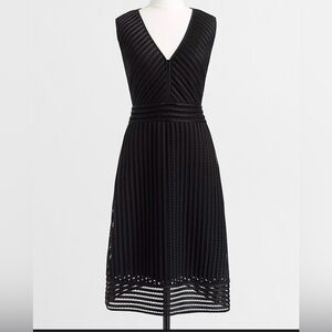 J. CREW Women’s Black Striped Eyelet V - Neck A - Line Mini Dress Size 4